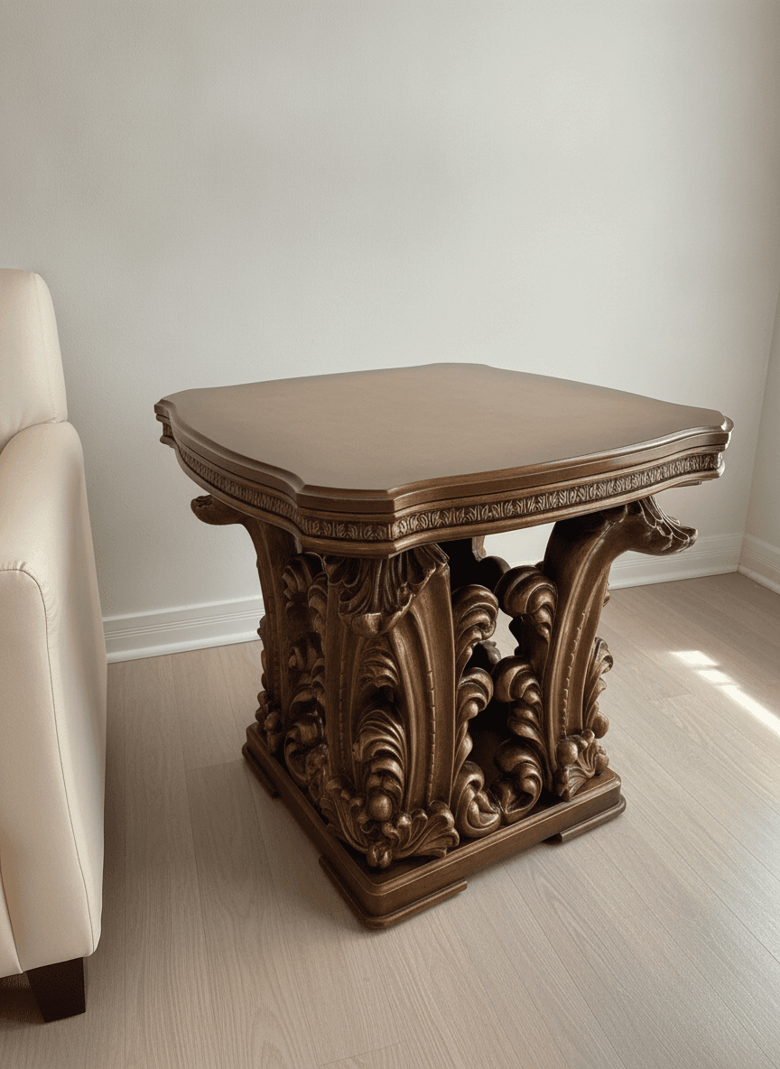 Homey Design HD-8018 Perfect Brown Carved End Table, Grade A