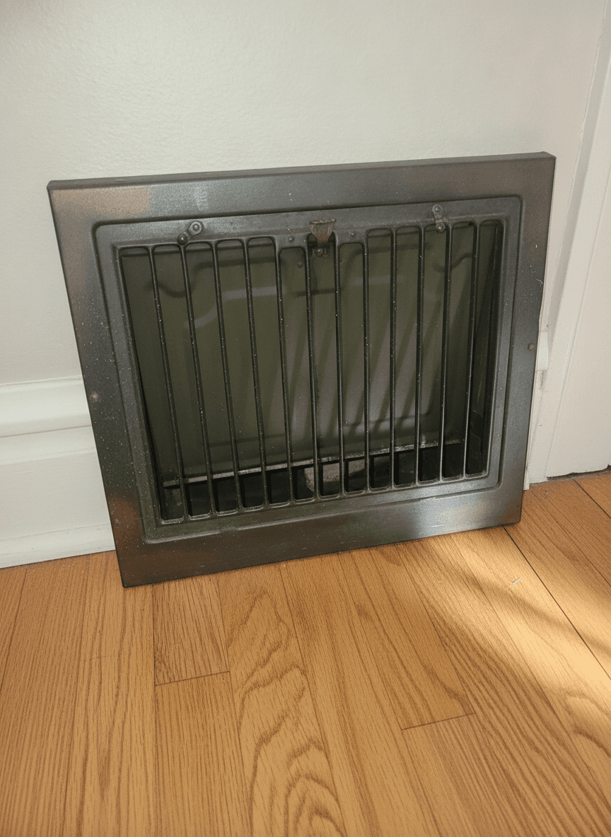 Antique Metal Wall/Floor Register with Damper, 15 x 12 in