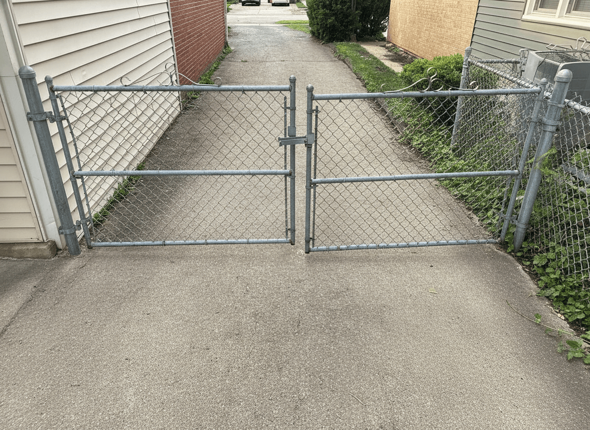 Galvanized Chain-Link Double Driveway Gate