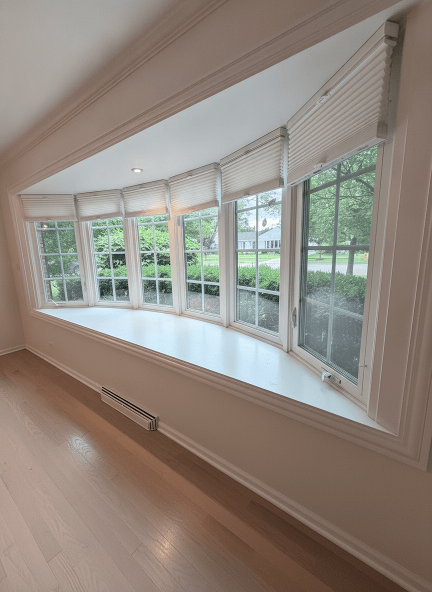Large White Bay Window Assembly with Interior Trim