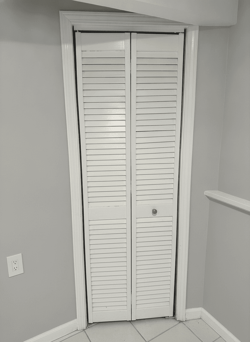 White Louvered Bifold Closet Door – Approx. 24” x 80”