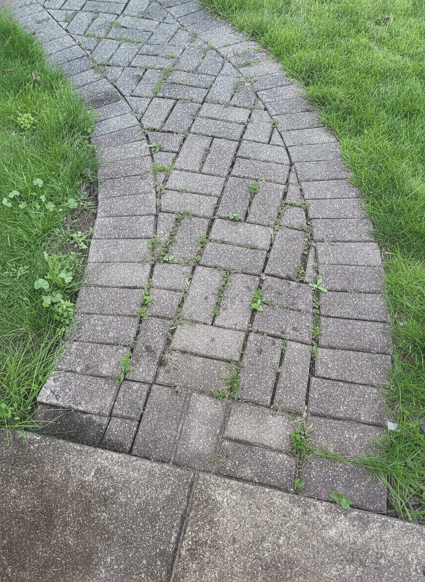 Reclaimed Concrete Walkway Pavers, ~75 sq ft, Gray Brick-Style