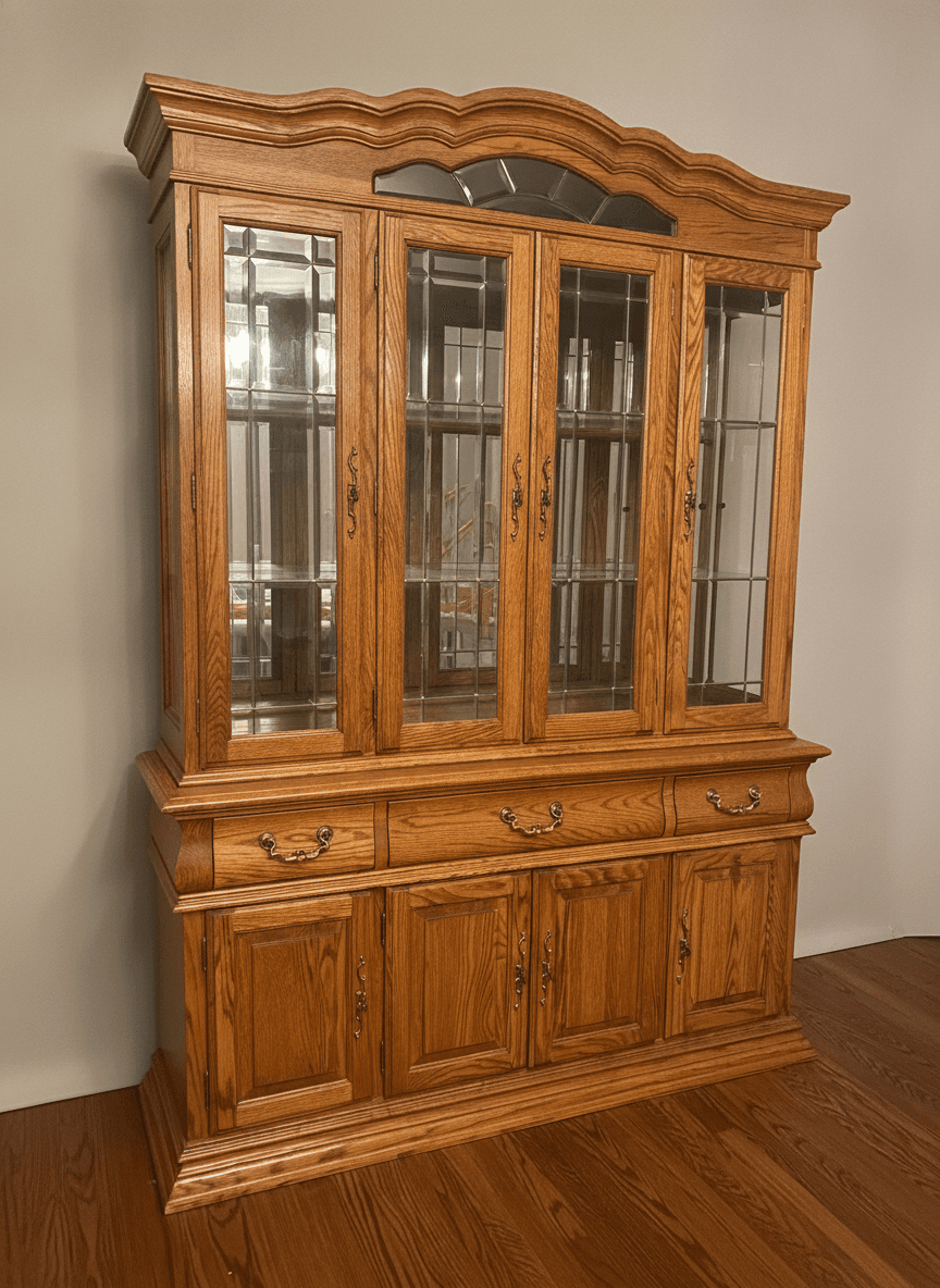Solid Oak China Cabinet / Hutch